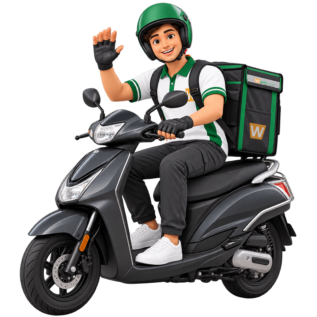 Washmart Doorstep Express Delivery Executive on Electric Scooter